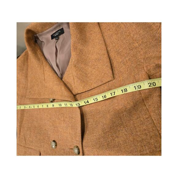 Talbots Peacoat 100% Wool Double Breast Front Pockets Tan Jacket Womens Size 10 - Picture 9 of 11